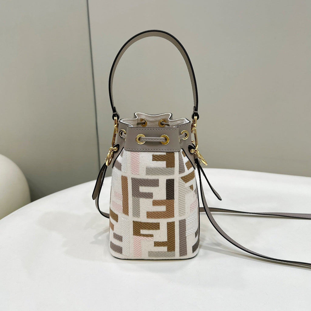 Fendi Mon Tresor 18 with Ff Motif in Multicolor Jacquard Fabric Bag