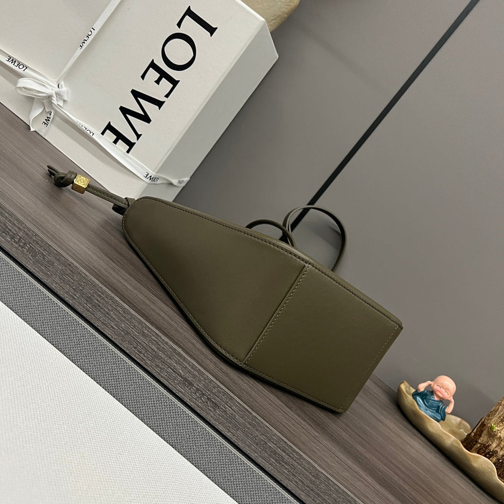 Loewe Luna Hobo 28 Bag in Dark Olive Green Calfskin