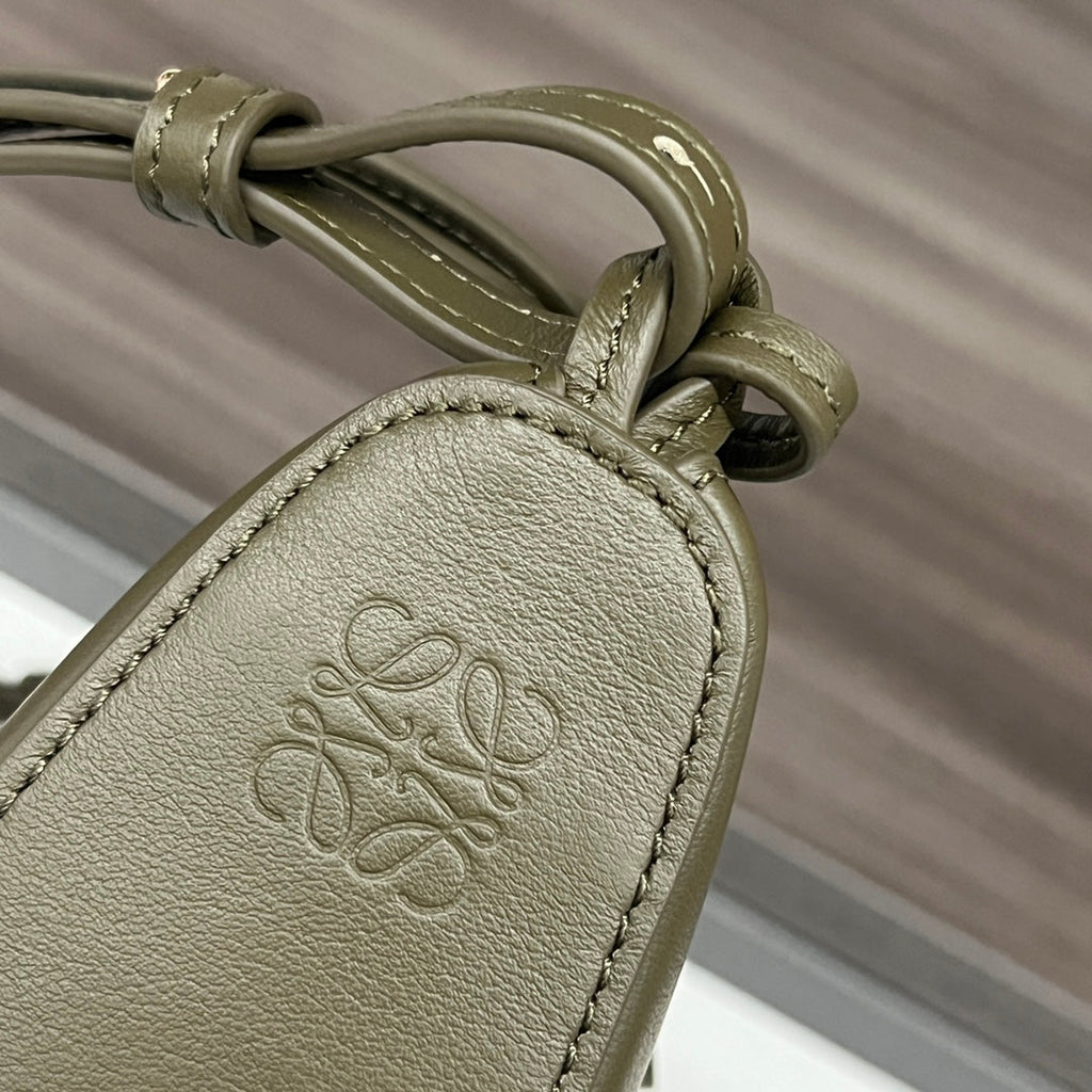 Loewe Luna Hobo 28 Bag in Dark Olive Green Calfskin