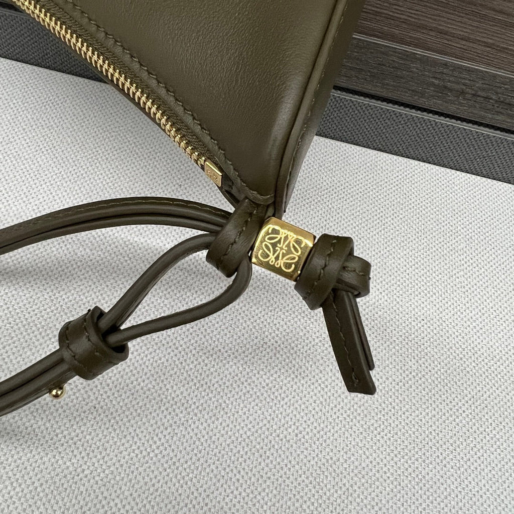 Loewe Luna Hobo 28 Bag in Dark Olive Green Calfskin