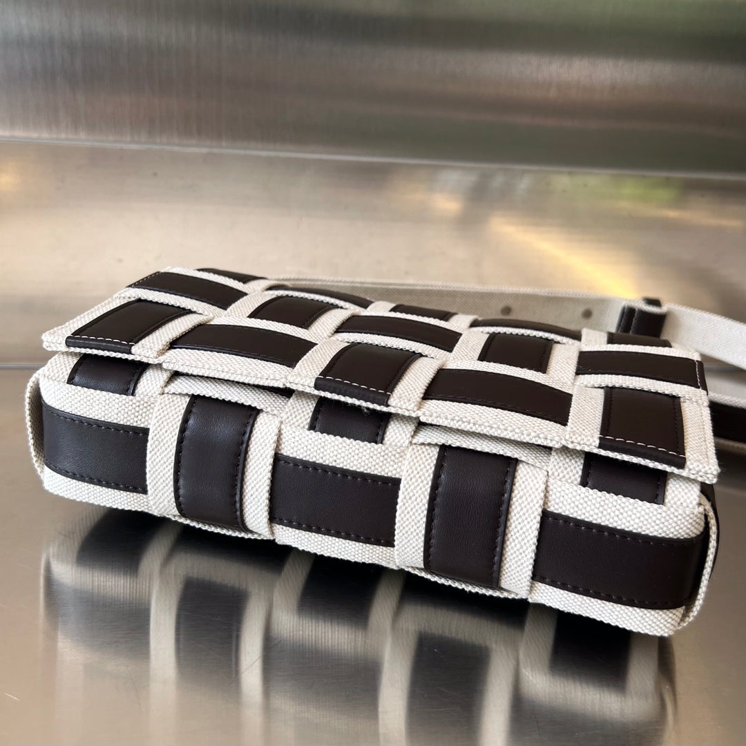 Bottega Veneta Mini Cassette 23 in Black White Calfskin Bag