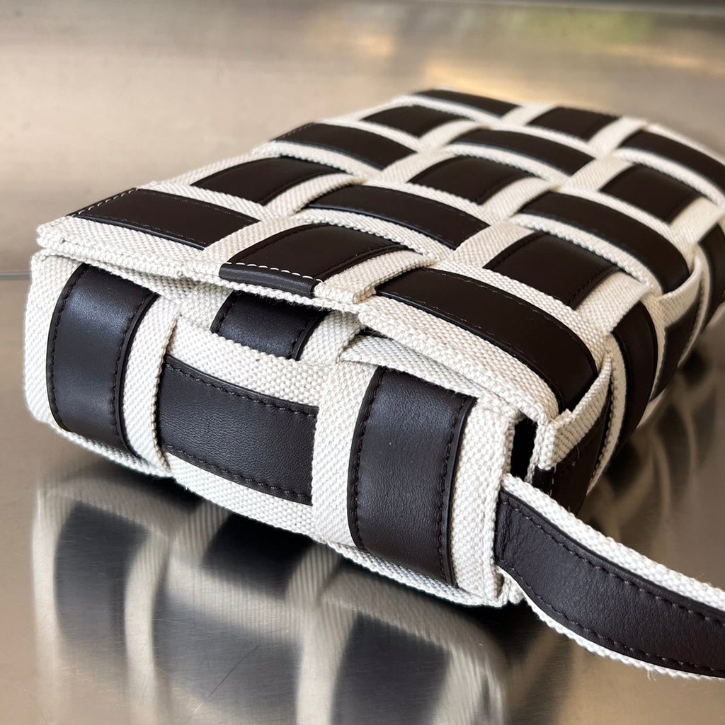 Bottega Veneta Mini Cassette 23 in Black White Calfskin Bag