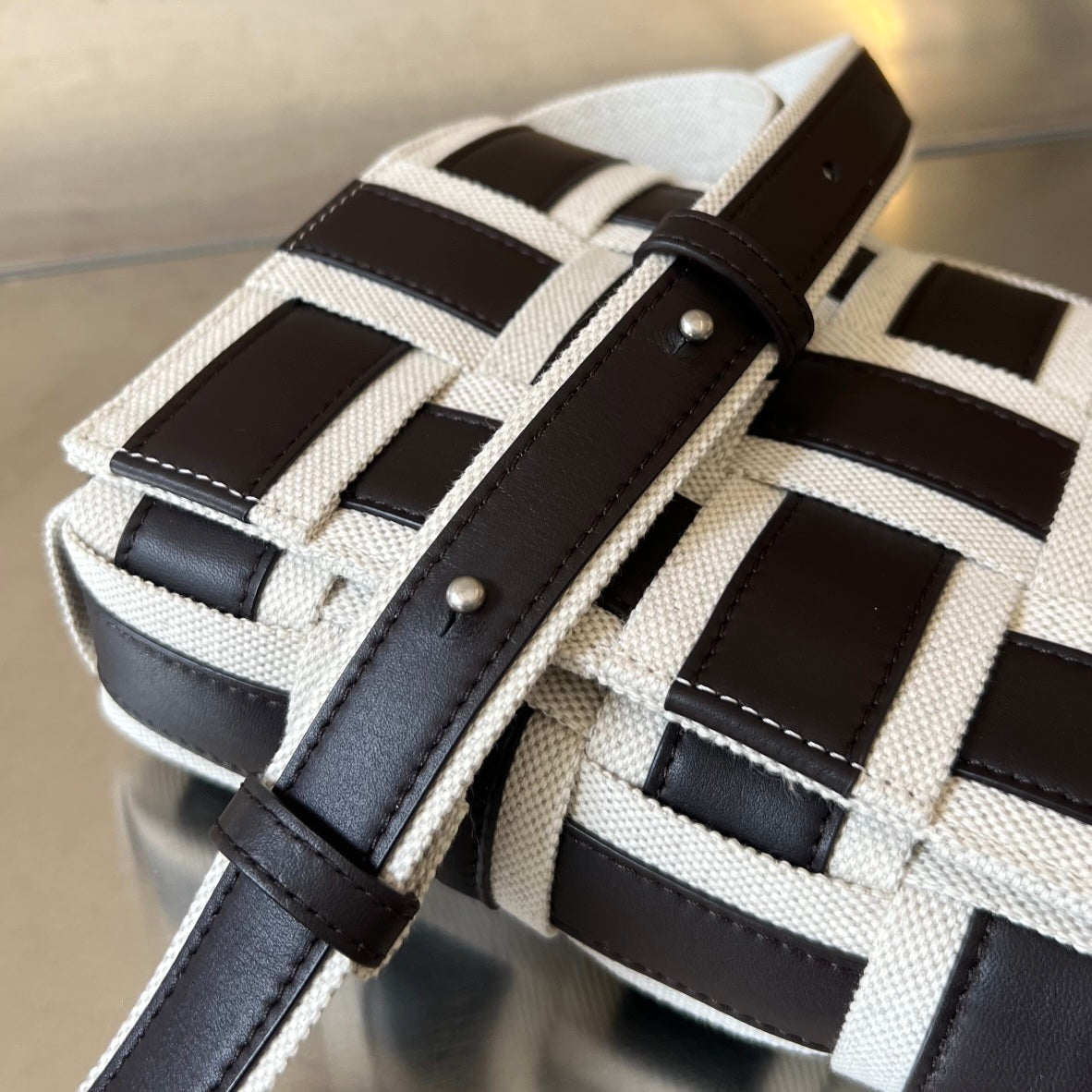 Bottega Veneta Mini Cassette 23 in Black White Calfskin Bag