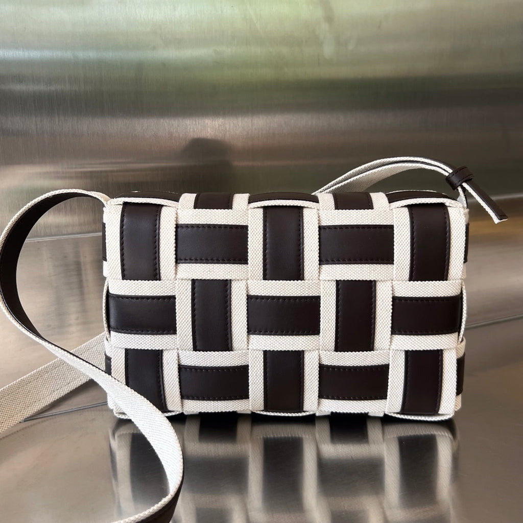 Bottega Veneta Mini Cassette 23 in Black White Calfskin Bag