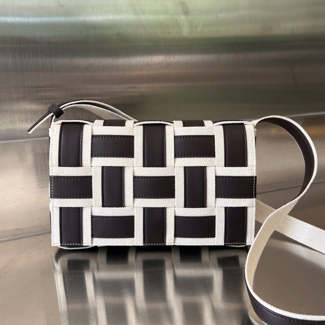 Bottega Veneta Mini Cassette 23 in Black White Calfskin Bag