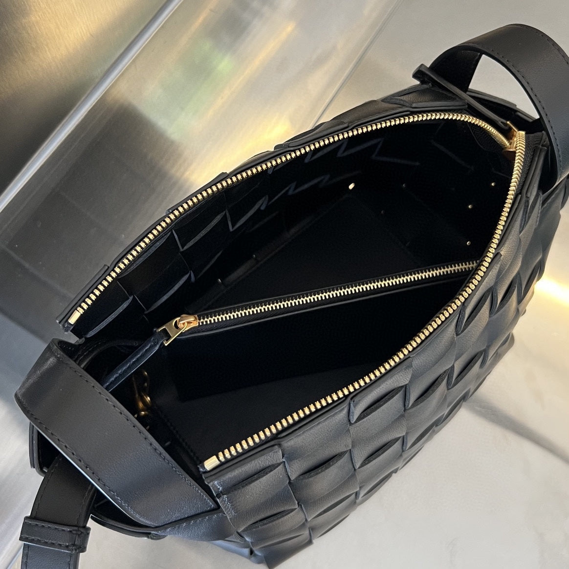 Bottega Veneta Small 22 Cassette in Black Lambskin Bag