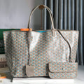 Goyard Saint Louis PM 40 in Grey Mix Blue Goyardine Canvas and Calfskin Bag
