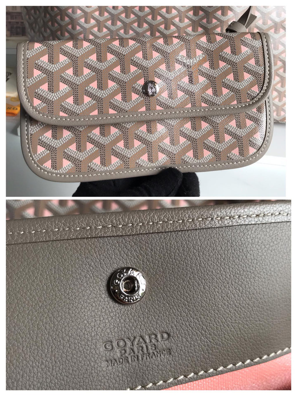 Goyard Saint Louis PM 40 in Grey Mix Pink Goyardine Canvas and Calfskin Bag
