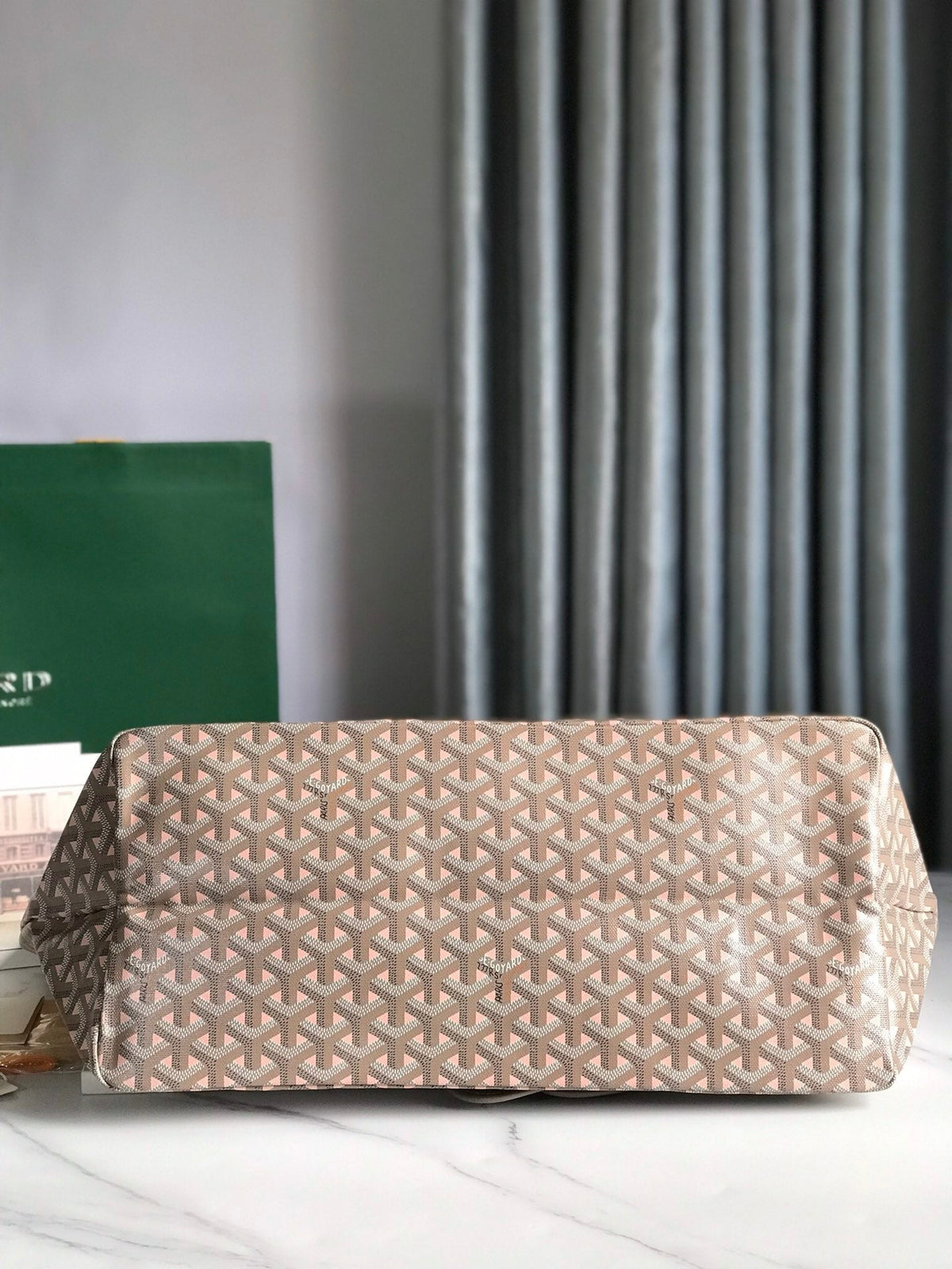 Goyard Saint Louis PM 40 in Grey Mix Pink Goyardine Canvas and Calfskin Bag