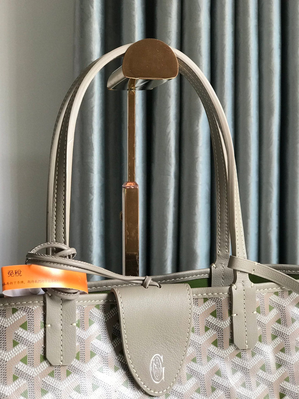 Goyard Saint Louis PM 34 in Grey Mix Green Goyardine Canvas and Calfskin Bag