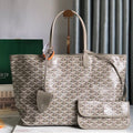 Goyard Saint Louis PM 34 in Grey Mix Green Goyardine Canvas and Calfskin Bag