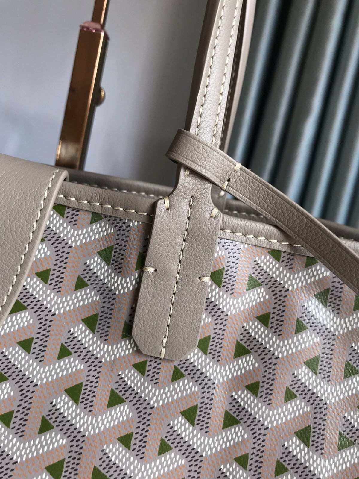 Goyard Saint Louis PM 34 in Grey Mix Green Goyardine Canvas and Calfskin Bag