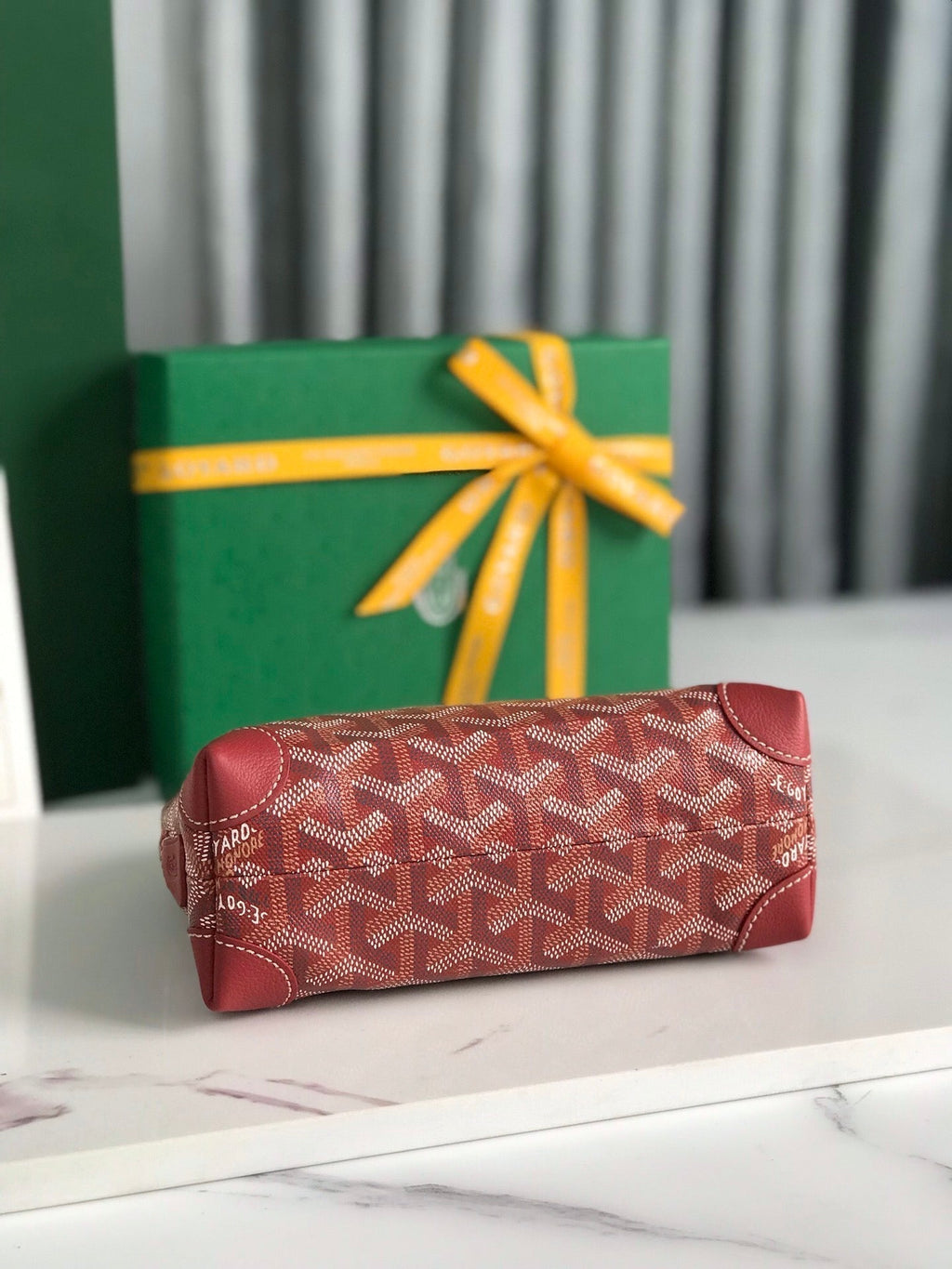 Goyard Vendôme Cosmetic Pouch 17 in Classic Red Goyardine Canvas and Calfskin Trim