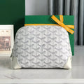 Goyard Vendôme Cosmetic Pouch 17 in White Goyardine Canvas and Calfskin Trim