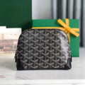 Goyard Vendôme Cosmetic Pouch 17 in Black Goyardine Canvas and Calfskin Trim