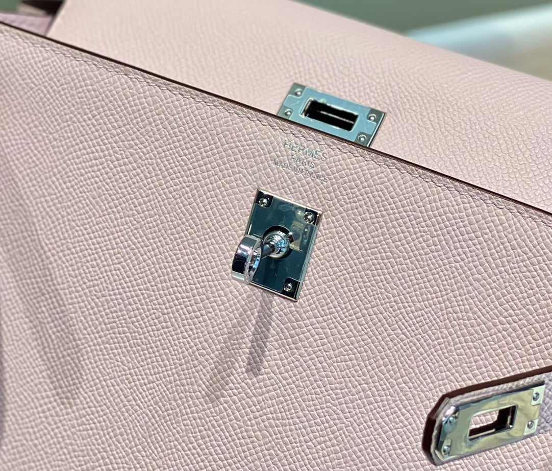 Hermes Kelly 25cm in Epsom Mauve Swift Calfskin Silver Hardware Bag
