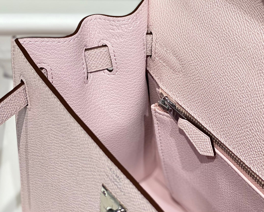 Hermes Kelly 25cm in Epsom Mauve Swift Calfskin Silver Hardware Bag