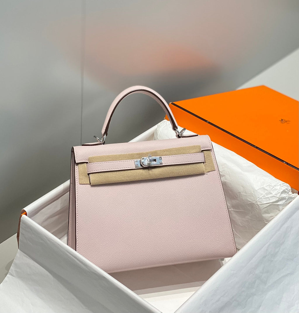 Hermes Kelly 25cm in Epsom Mauve Swift Calfskin Silver Hardware Bag