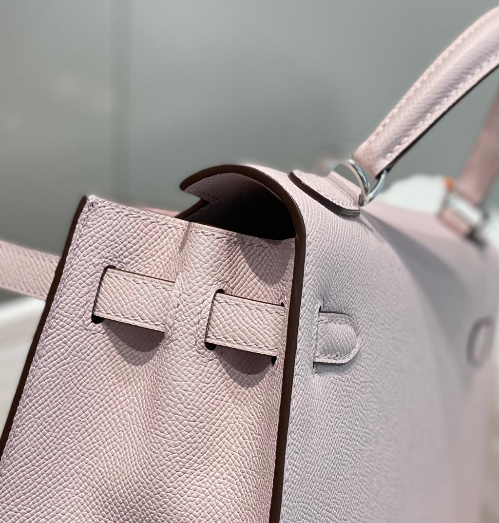 Hermes Kelly 25cm in Epsom Mauve Swift Calfskin Silver Hardware Bag