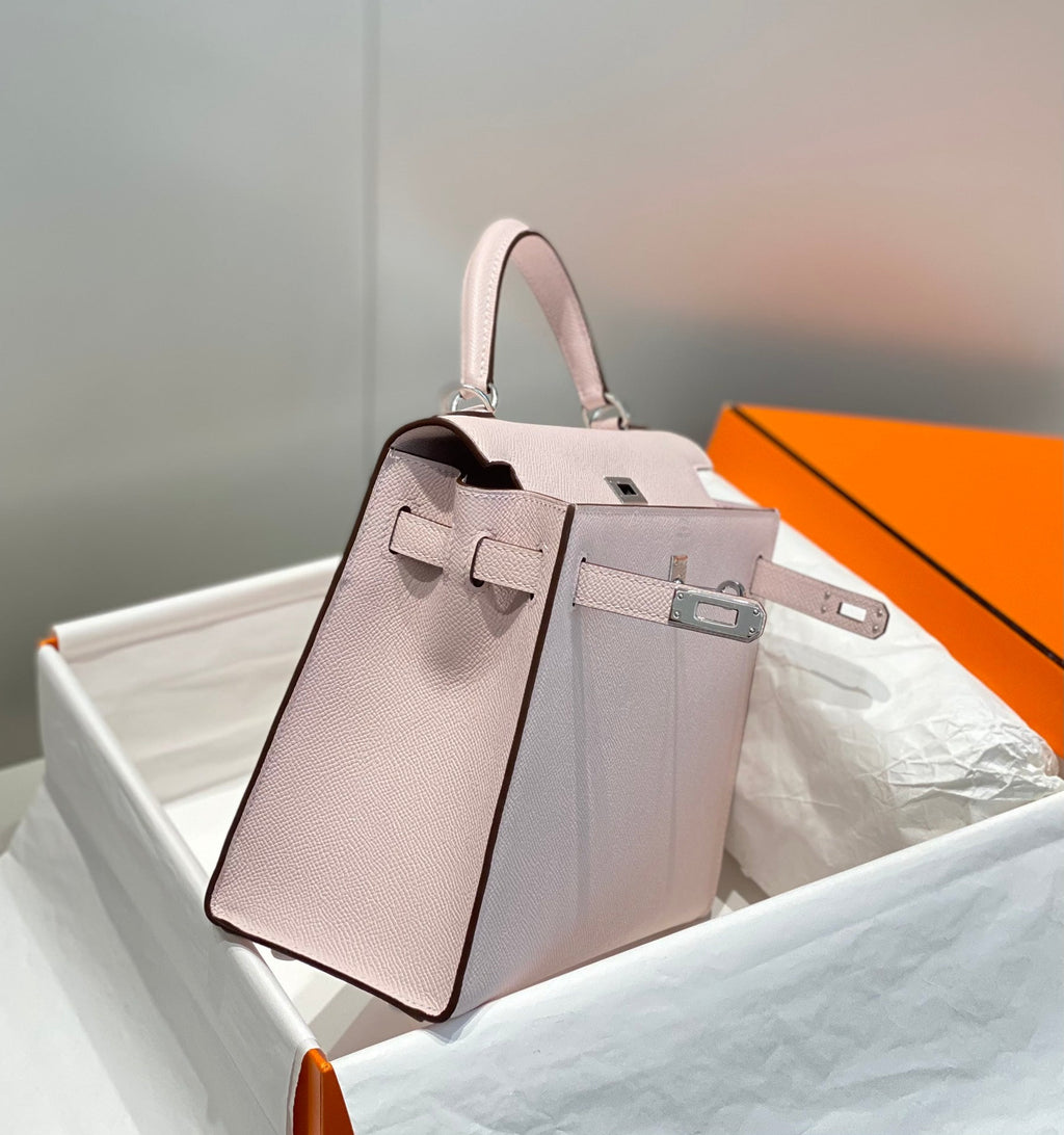 Hermes Kelly 25cm in Epsom Mauve Swift Calfskin Silver Hardware Bag