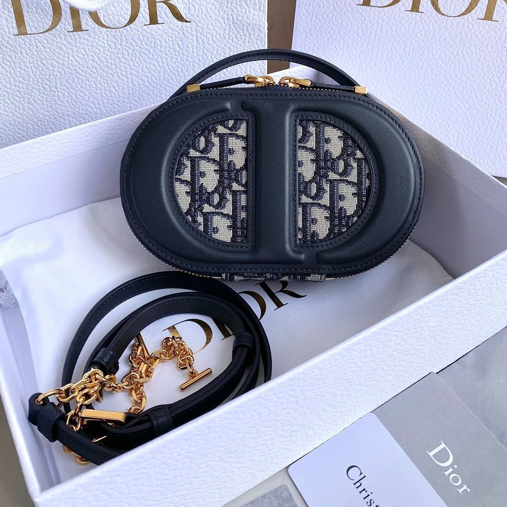 Dior Signature 18 Oval Bag in Blue Oblique Jacquard
