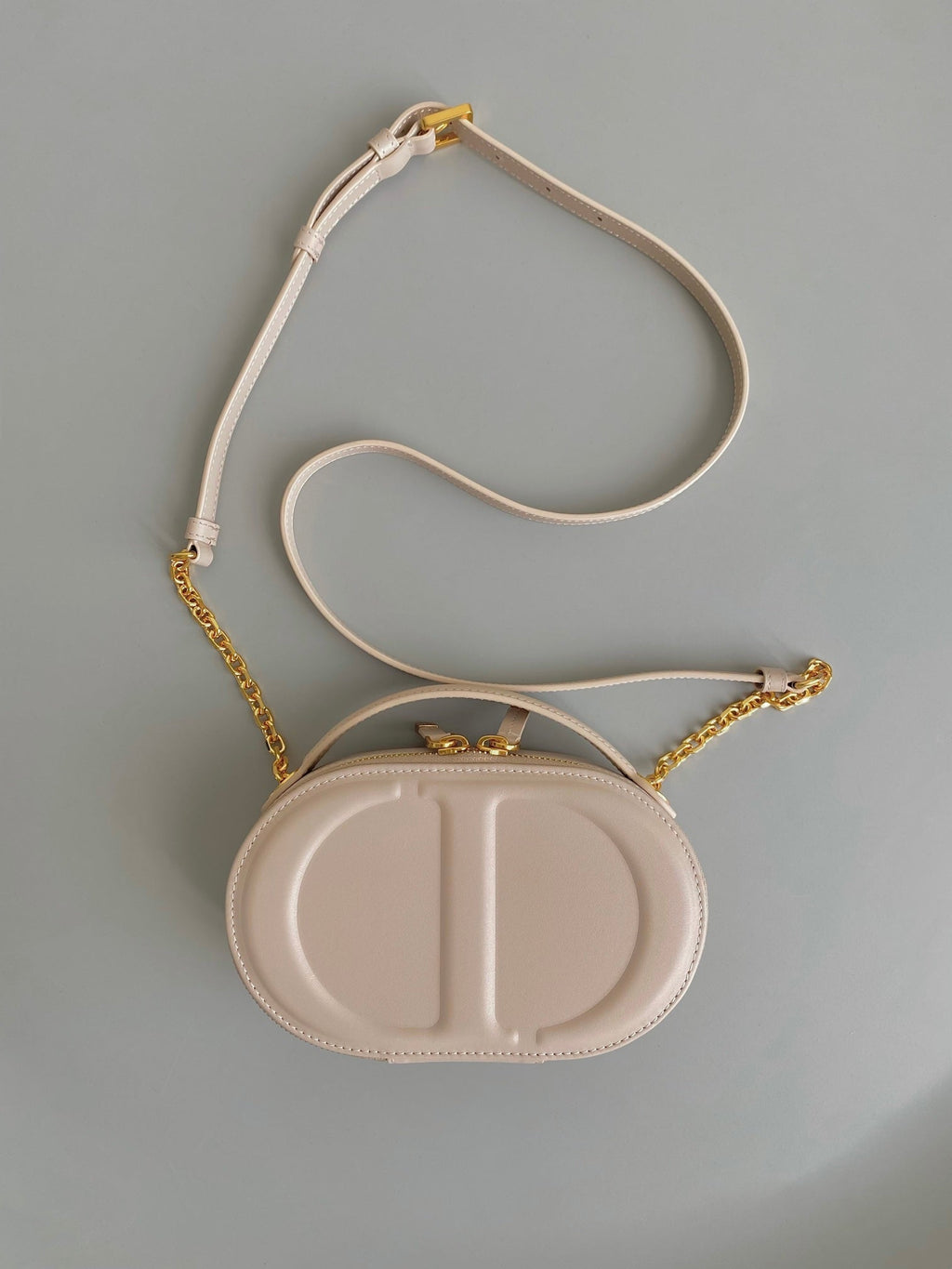 Dior Signature 18 Oval Bag in Beige Calfskin