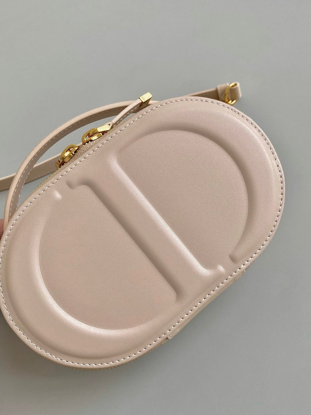 Dior Signature 18 Oval Bag in Beige Calfskin
