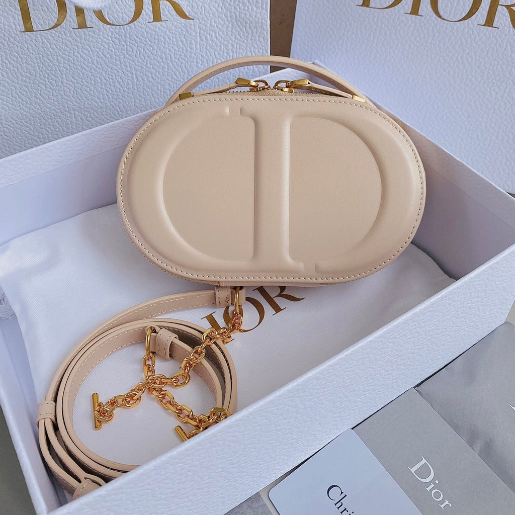 Dior Signature 18 Oval Bag in Beige Calfskin
