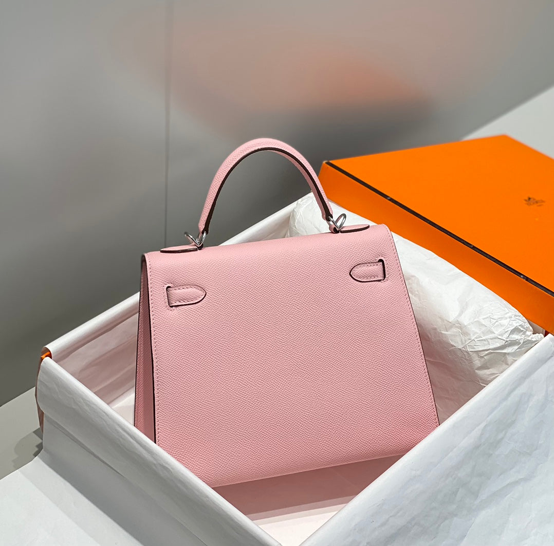Hermes Kelly 25cm in Rose Sakura Swift Calfskin Silver Hardware Bag