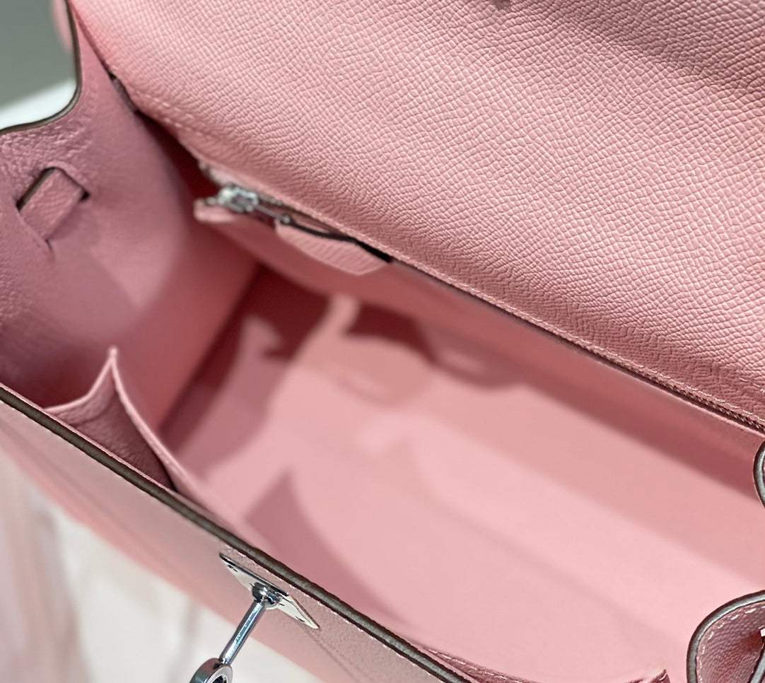 Hermes Kelly 25cm in Rose Sakura Swift Calfskin Silver Hardware Bag