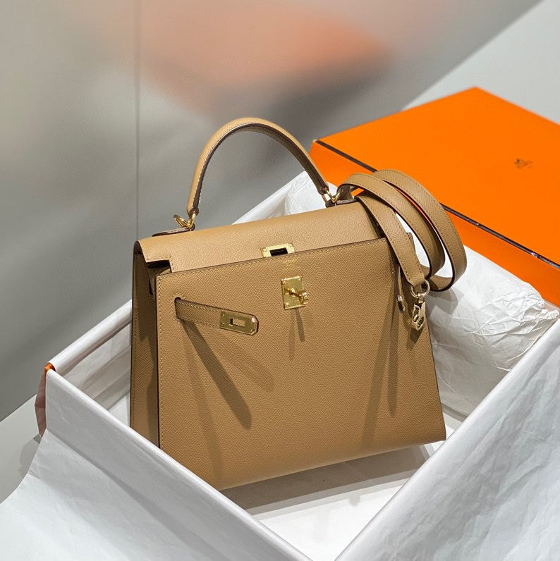 Hermes Kelly 25cm in Chai Epsom Calfskin Gold Hardware Bag