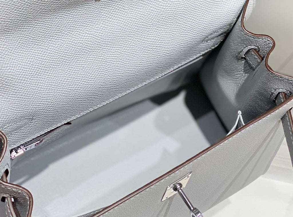 Hermes Kelly 25cm in Gris Perle Epsom Calfskin Palladium Hardware Bag