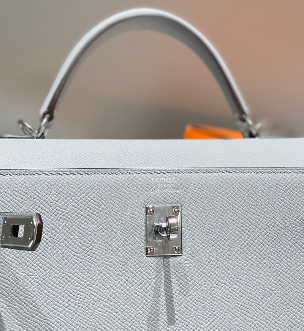 Hermes Kelly 25cm in Gris Perle Epsom Calfskin Palladium Hardware Bag