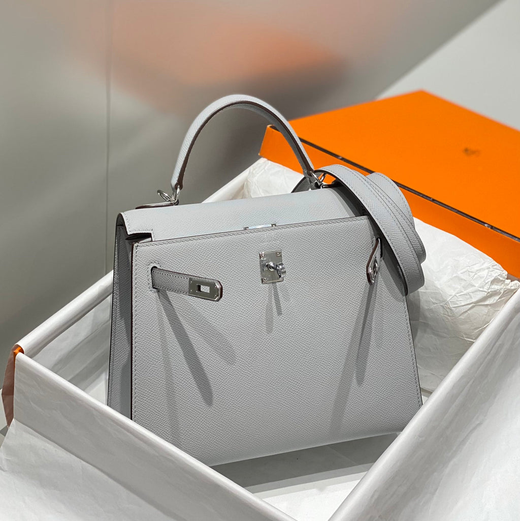 Hermes Kelly 25cm in Gris Perle Epsom Calfskin Palladium Hardware Bag