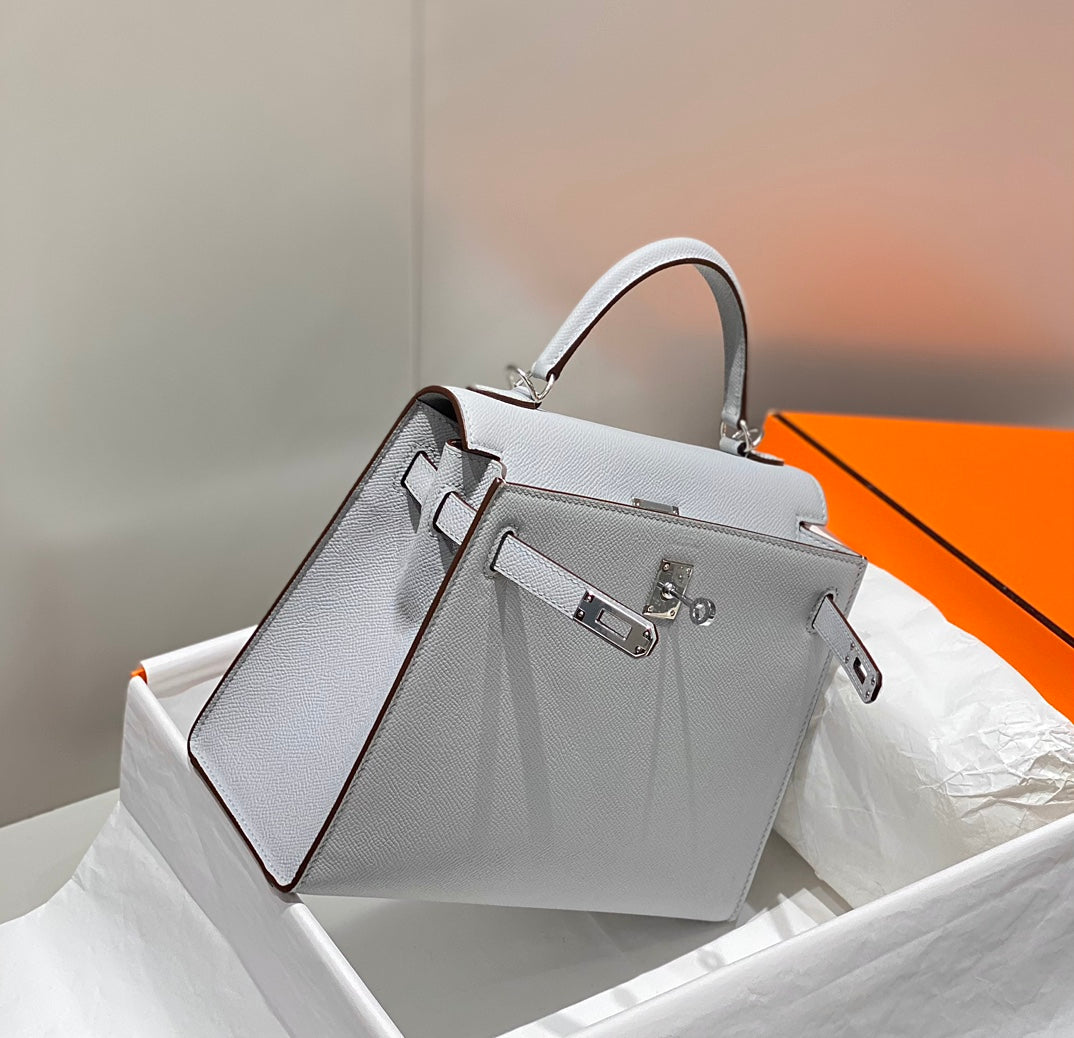 Hermes Kelly 25cm in Gris Perle Epsom Calfskin Palladium Hardware Bag