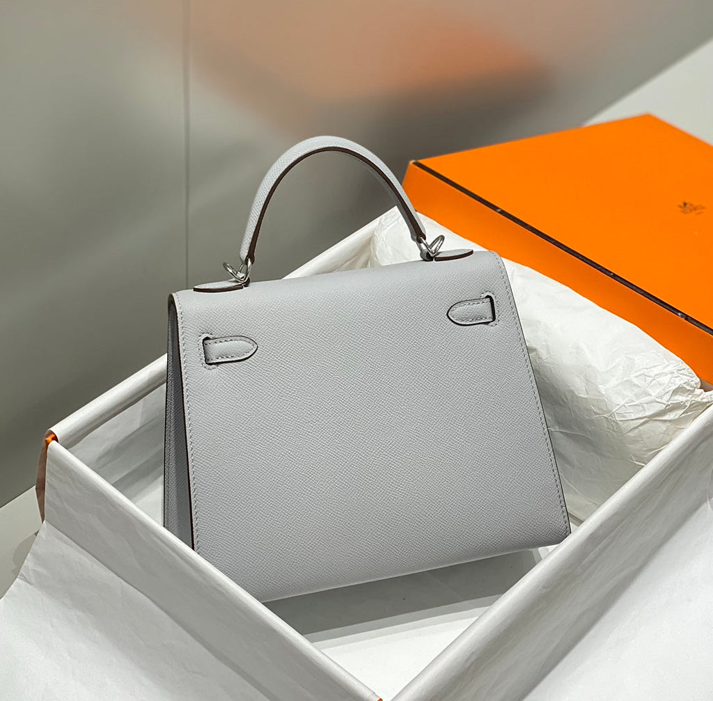 Hermes Kelly 25cm in Gris Perle Epsom Calfskin Palladium Hardware Bag