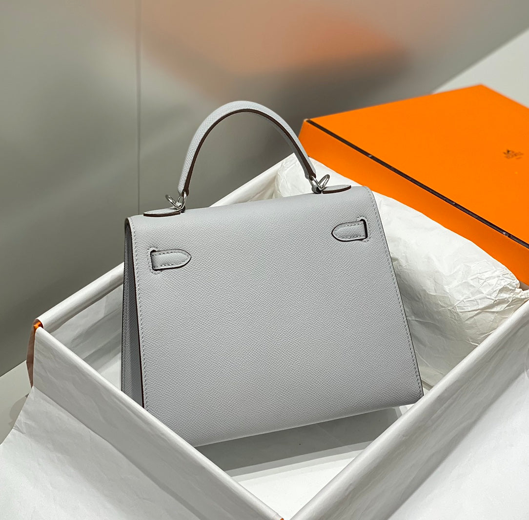 Hermes Kelly 25cm in Gris Perle Epsom Calfskin Palladium Hardware Bag