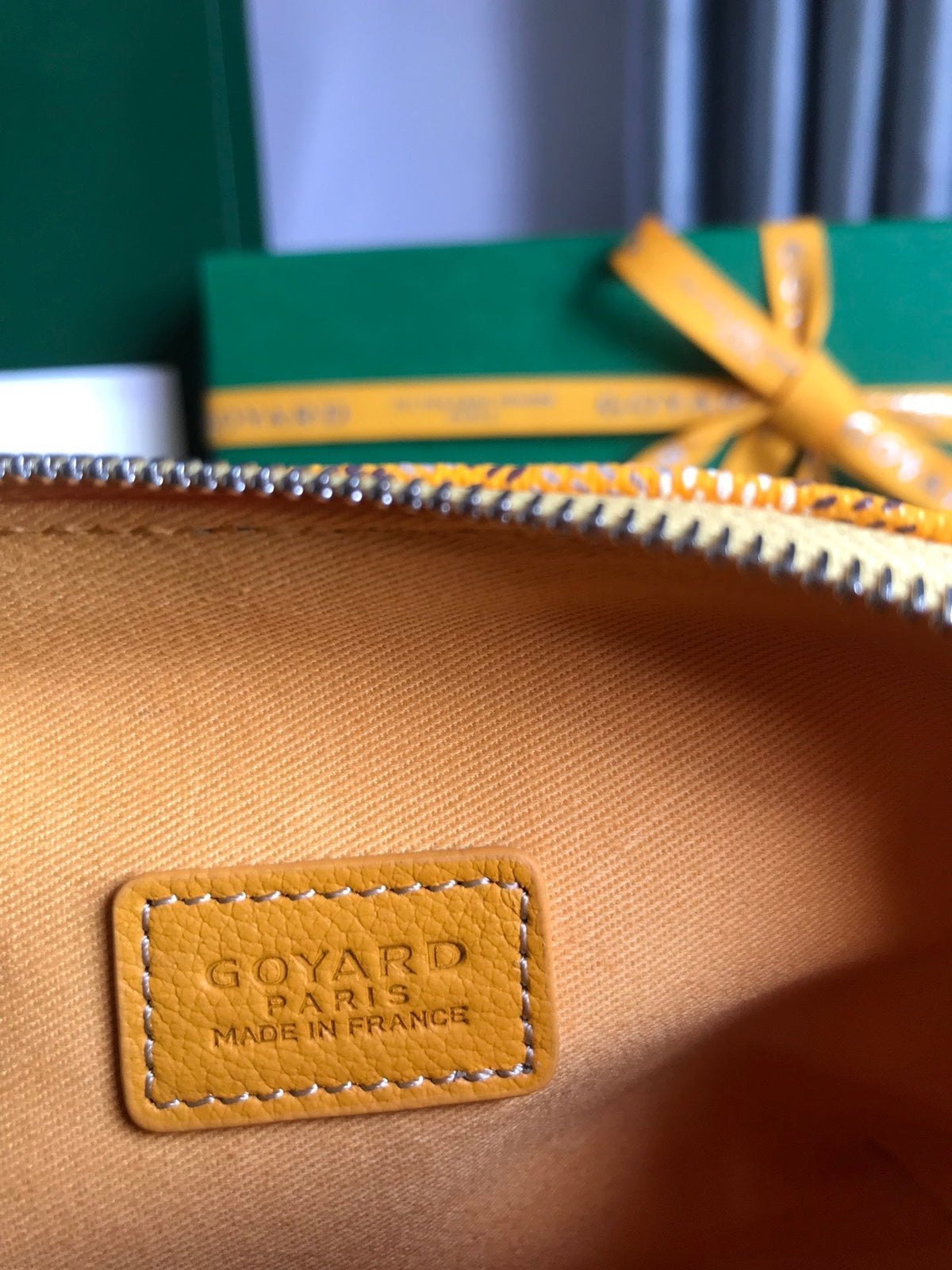 Goyard Vendôme Cosmetic Pouch 17 in Yellow Goyardine Canvas and Calfskin Trim
