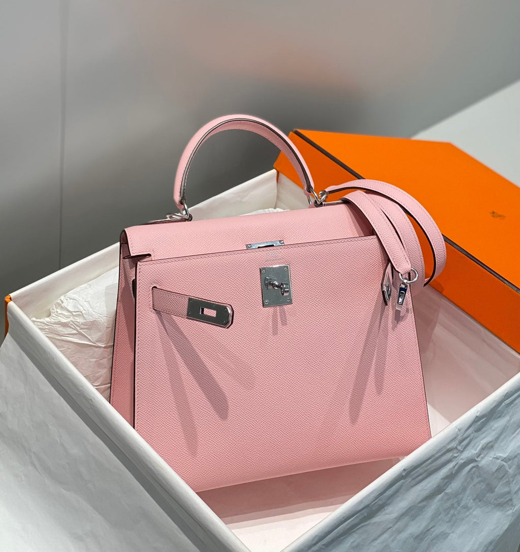 Hermes Kelly 28cm in Rose Sakura Swift Calfskin Silver Hardware Bag