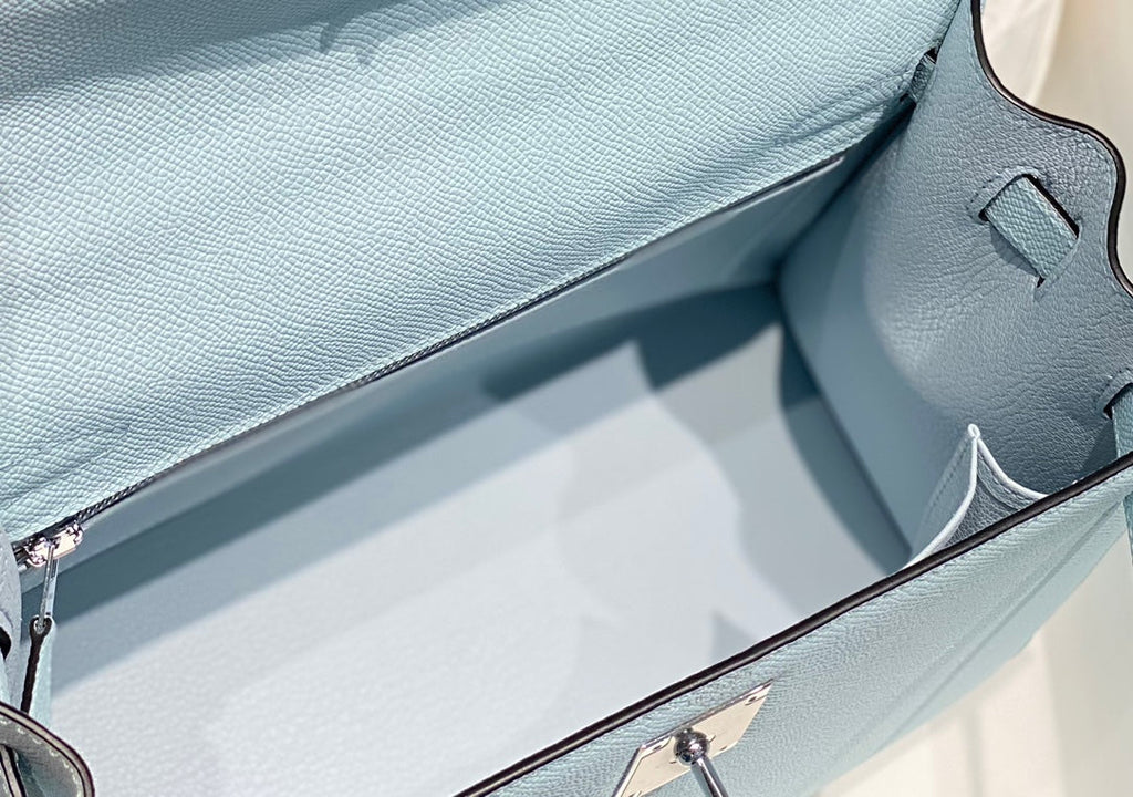 Hermes Kelly 28cm in Blue Brume Epsom Calfskin Palladium Hardware Bag