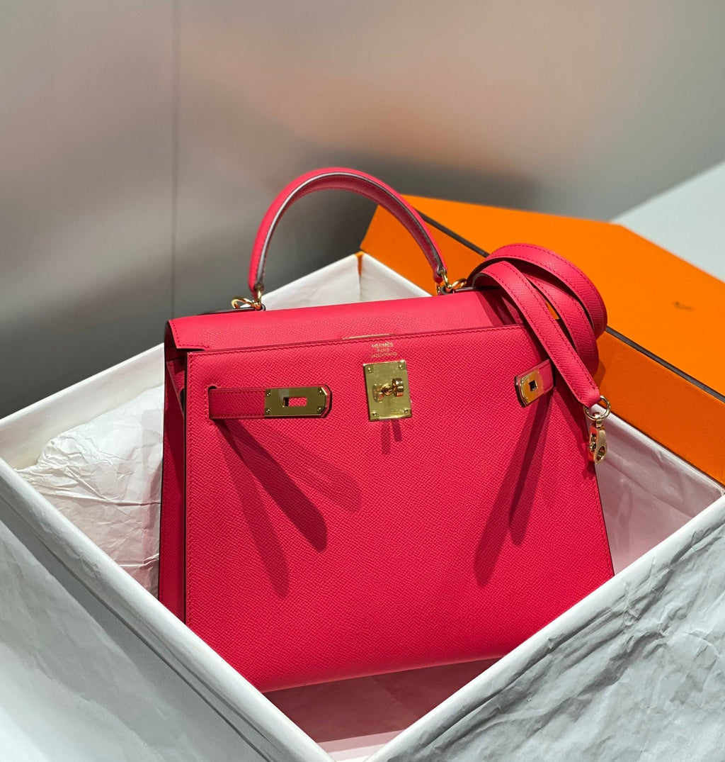 Hermes Kelly 28cm in Rose Tyrien Swift Calfskin Gold Hardware Bag