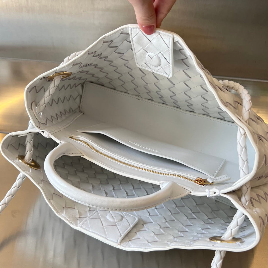 Bottega Veneta Small Andiamo 29 in White Lambskin Bag