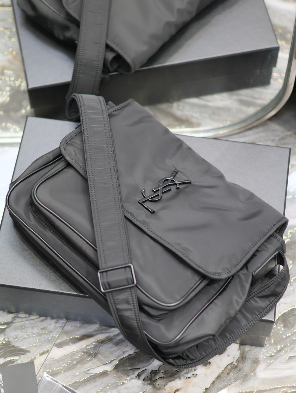 Saint Laurent Niki Large 32 in Black Nylon Bag