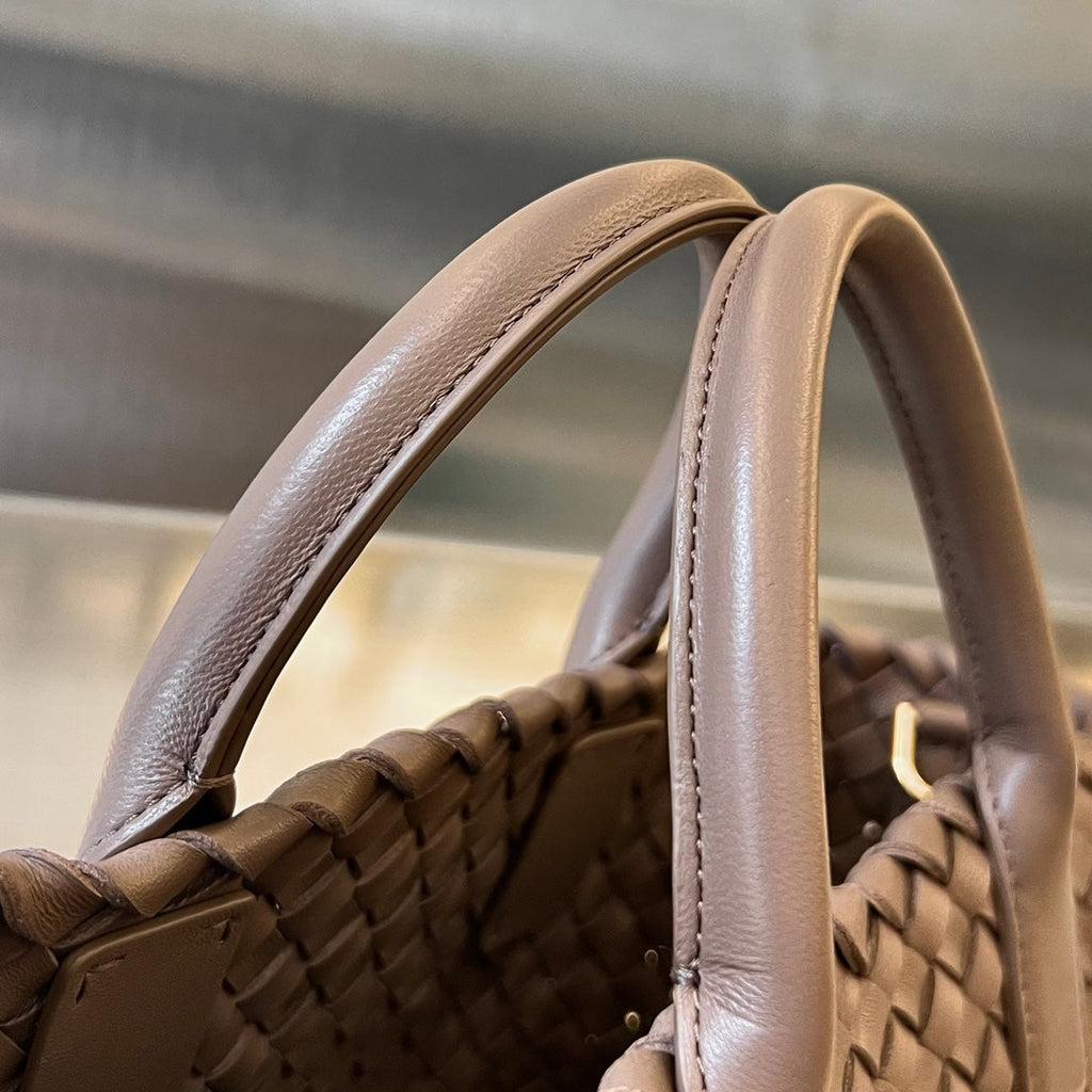 Bottega Veneta Mini Cabat 20 in Saddle Brown Lambskin