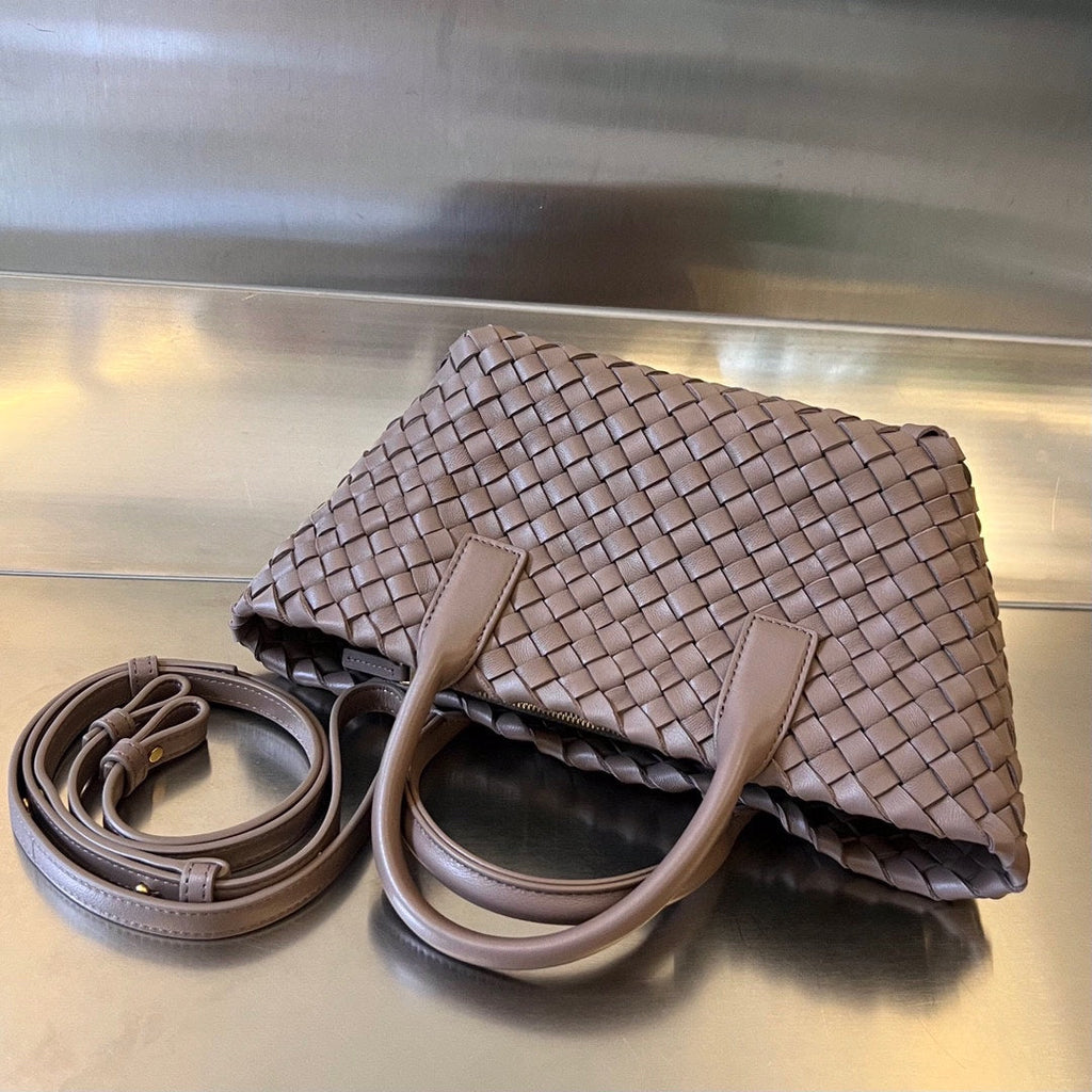 Bottega Veneta Mini Cabat 20 in Saddle Brown Lambskin