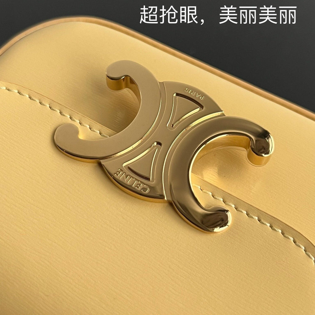 Celine Triomphe 11 Bright Yellow Shiny Calfskin Handbag