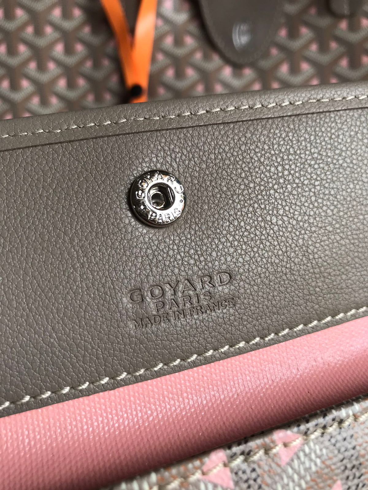 Goyard Saint Louis PM 34 in Grey Mix Pink Goyardine Canvas and Calfskin Bag