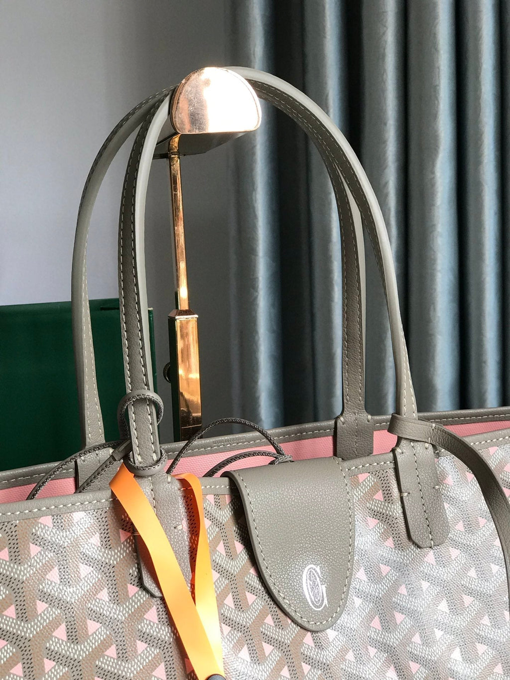 Goyard Saint Louis PM 34 in Grey Mix Pink Goyardine Canvas and Calfskin Bag