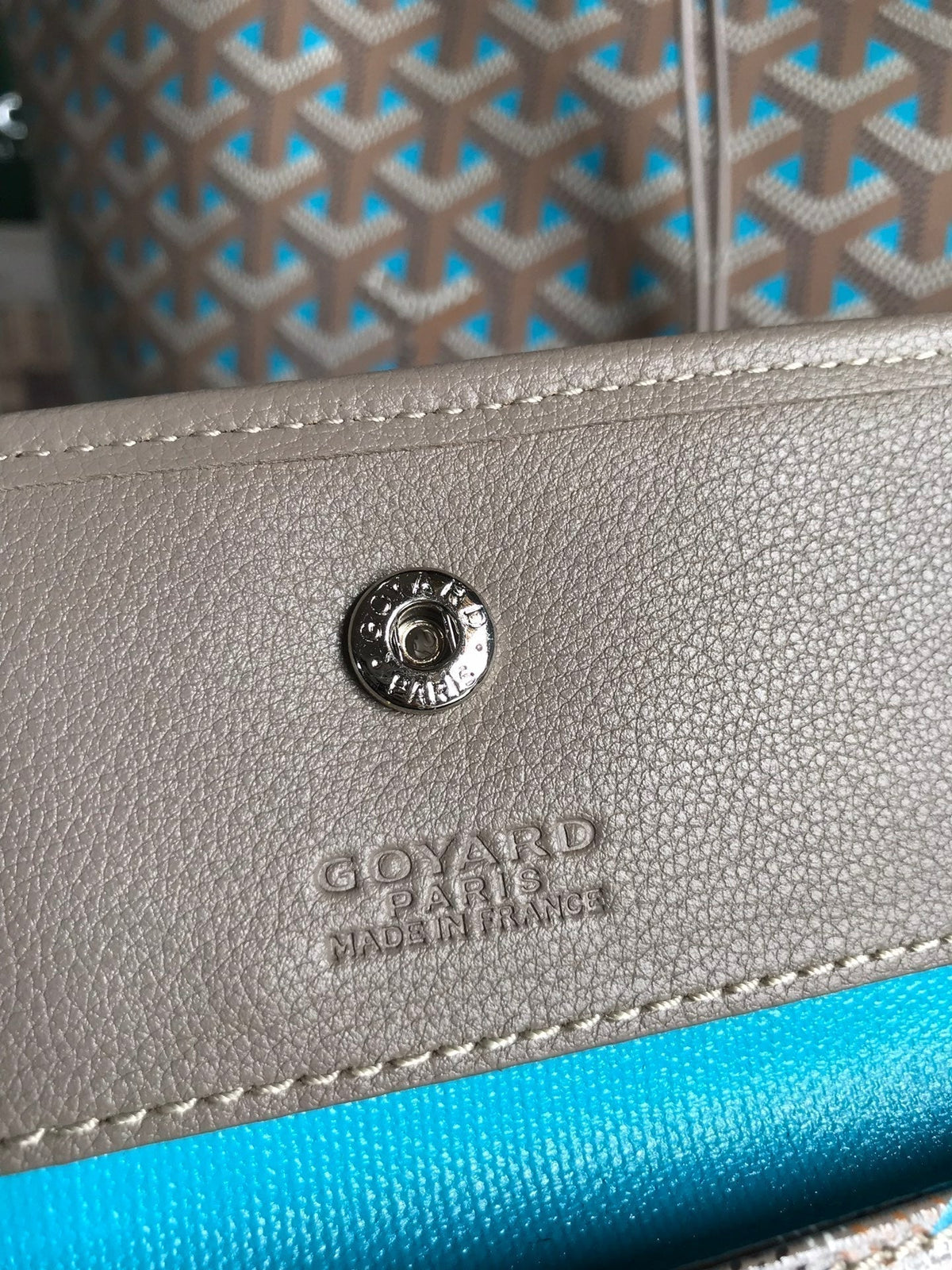Goyard Saint Louis PM 34 in Grey Mix Blue Goyardine Canvas and Calfskin Bag