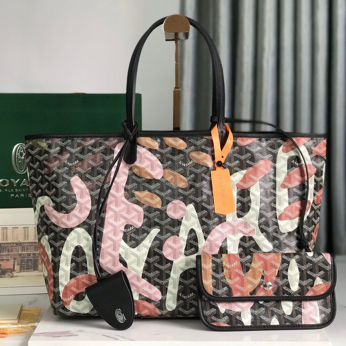 Goyard Saint Louis PM Bag 34 in Pink Lettres Camouflage Goyardine Canvas